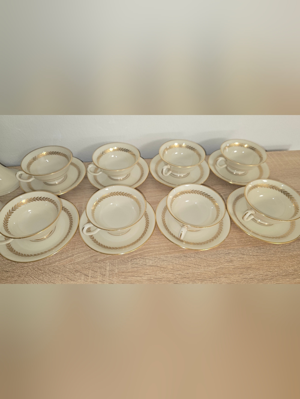 Lenox Imperial Tea Cups Saucers Set 16 Gold Trim USA